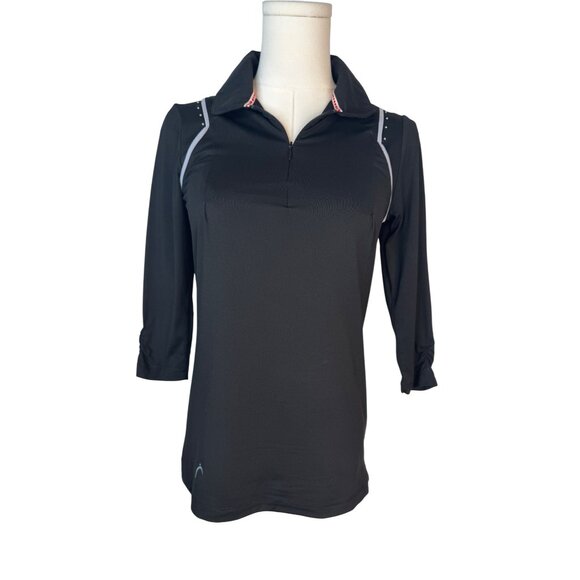 2/$30 NWT Swingdish Women’s Medium Golf Polo 3/4 Sleeve Black - Picture 1 of 16
